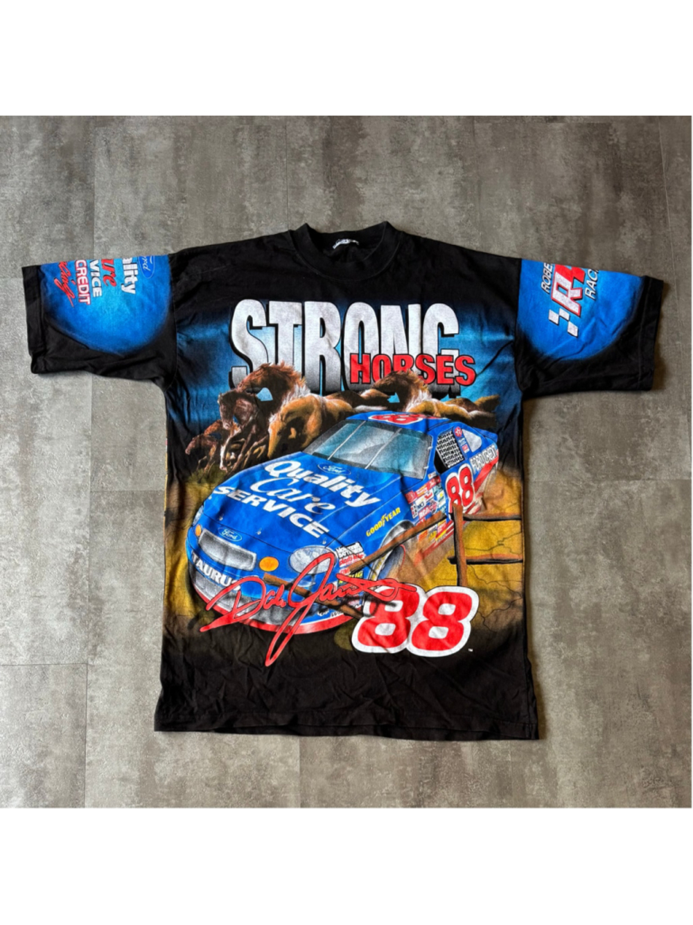 Vintage Dale Jarrett NASCAR AOP Strong Horses Shirt Mens XL